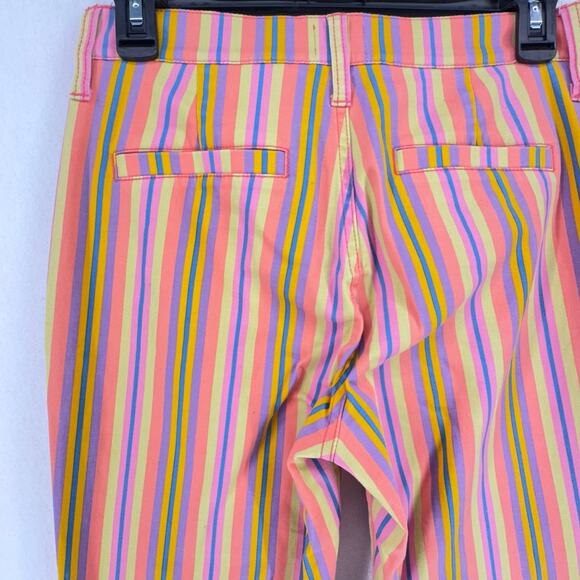 J.Crew Women’s Striped Flare Pants Size 25 Multicolor Pink Yellow Summer Preppy - Picture 3 of 5
